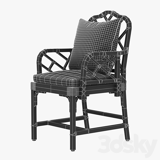 Ballard macau arm chair in deep coral 3DS Max Model - thumbnail 3