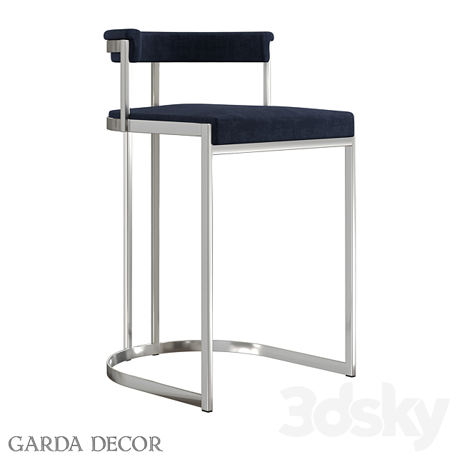 BAR CHAIR BLACK VELOR (CHROME) GY-B8216-BL Garda Decor 3DSMax File - thumbnail 1