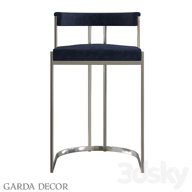 BAR CHAIR BLACK VELOR (CHROME) GY-B8216-BL Garda Decor 3DSMax File - thumbnail 2