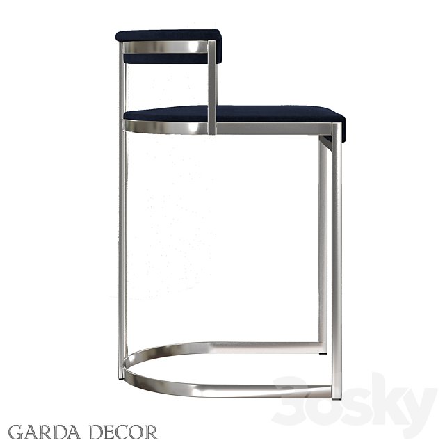 BAR CHAIR BLACK VELOR (CHROME) GY-B8216-BL Garda Decor 3DSMax File - thumbnail 3