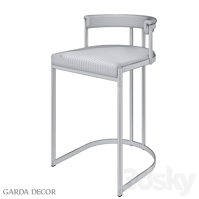 BAR CHAIR BLACK VELOR (CHROME) GY-B8216-BL Garda Decor 3DSMax File - thumbnail 4