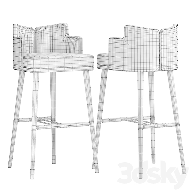 Bar chair ERVIN 3DS Max Model - thumbnail 5