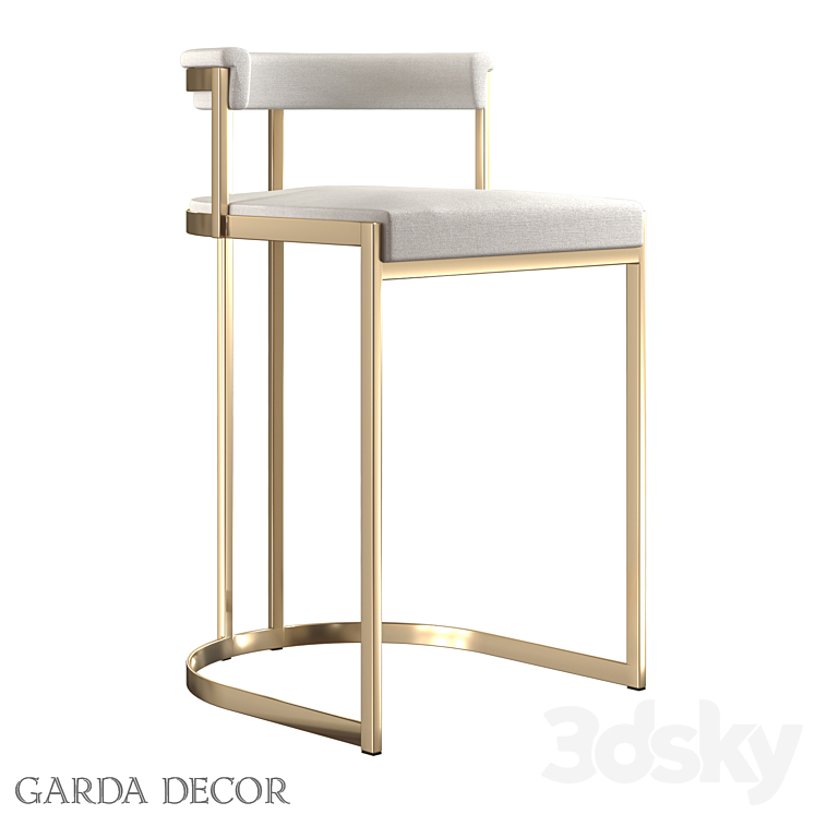 BAR CHAIR LIGHT GRAY VELOR (GOLD) GY-B8216GOLD-LG Garda Decor 3DS Max Model - thumbnail 1