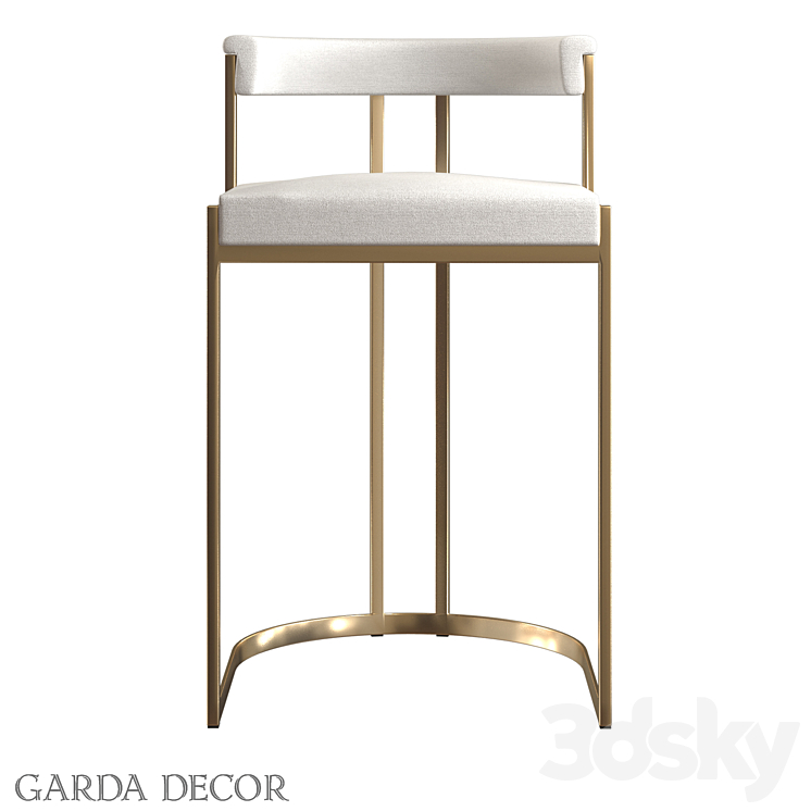 BAR CHAIR LIGHT GRAY VELOR (GOLD) GY-B8216GOLD-LG Garda Decor 3DS Max Model - thumbnail 2