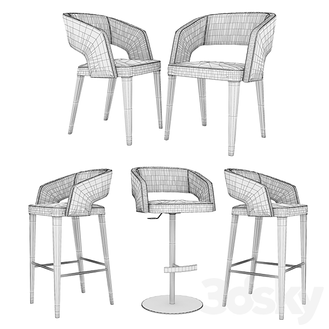 Bar chair Potocco Jolly 3DS Max Model - thumbnail 3