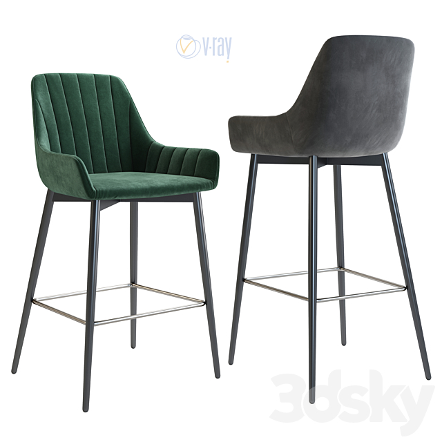 Bar chair semi-bar Hamburg Mint Dylan 3DS Max Model - thumbnail 3