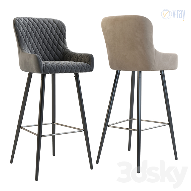 Bar chair semi-bar Hamburg Mint Dylan 3DS Max Model - thumbnail 4