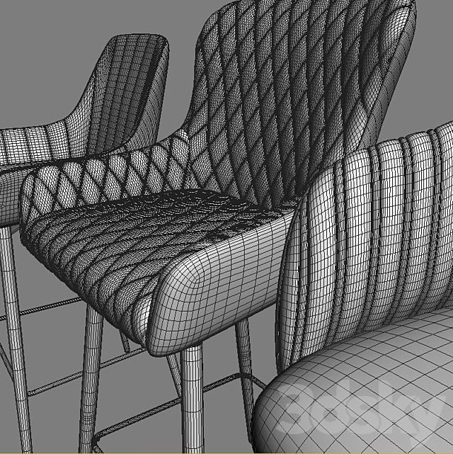 Bar chair semi-bar Hamburg Mint Dylan 3DS Max Model - thumbnail 5