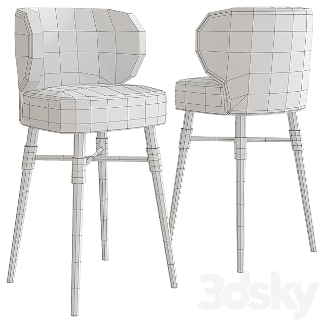 Bar stool 3DS Max Model - thumbnail 2