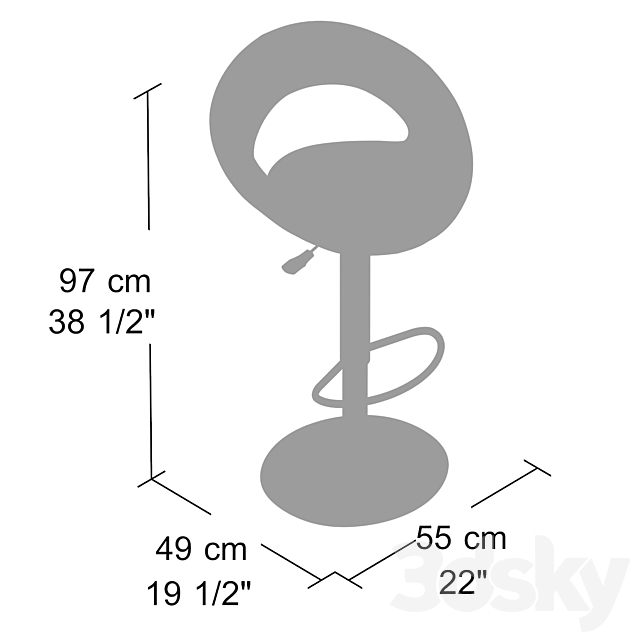 bar stool 3DSMax File - thumbnail 5