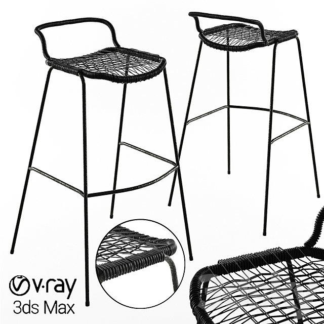 Bar Stool Allu Gervasoni Restaurant Woven Knitted 3DSMax File - thumbnail 1