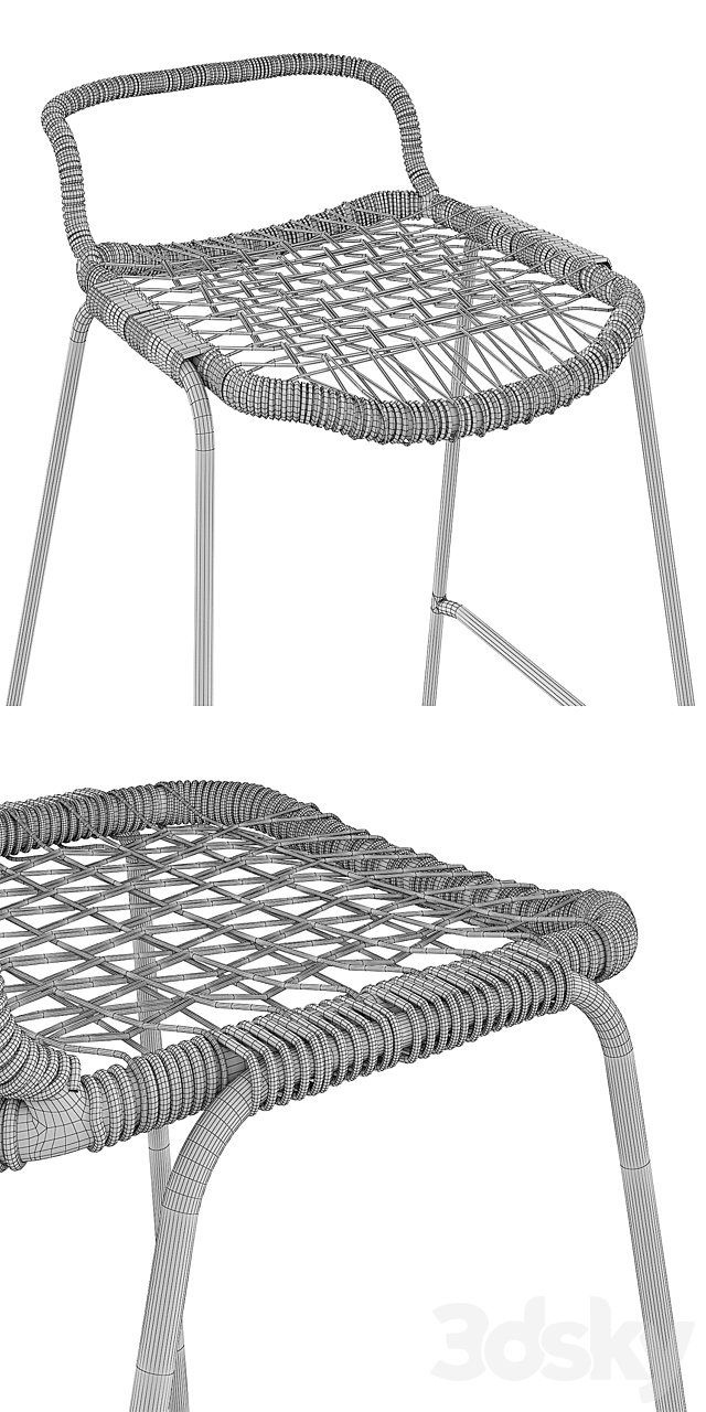 Bar Stool Allu Gervasoni Restaurant Woven Knitted 3DSMax File - thumbnail 3