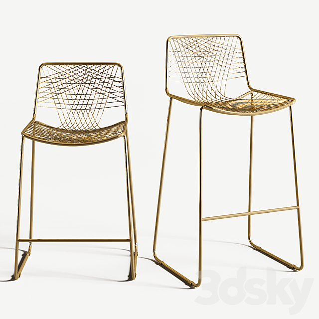 Bar stool alpha brass 3DSMax File - thumbnail 1