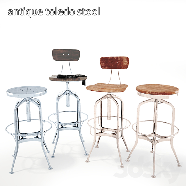 Bar Stool Antique Toledo Stool 3ds Max - thumbnail 1