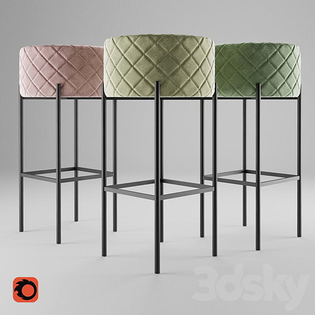 Bar stool Arm Chair Panama Bar 3DSMax File - thumbnail 1