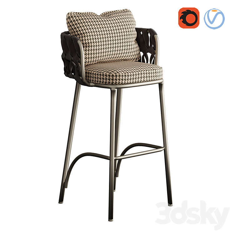 Bar stool Aura by Romatti 3DS Max Model - thumbnail 1