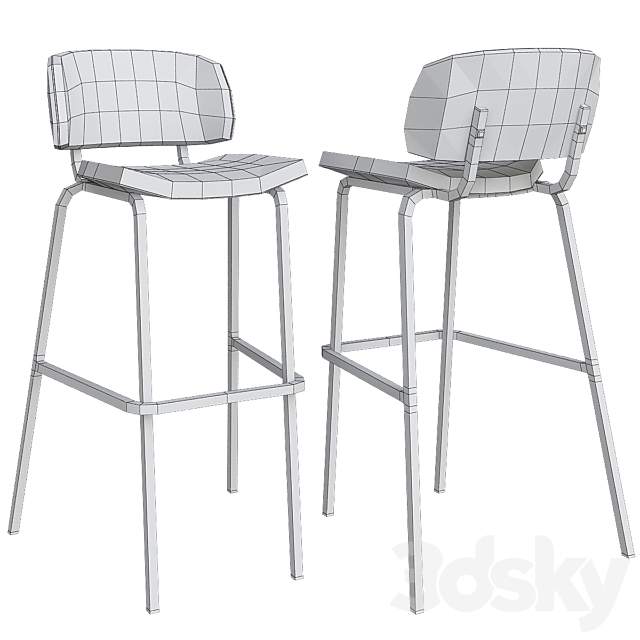 Bar stool Biarritz Bar Gray (low poly) 3ds Max - thumbnail 2