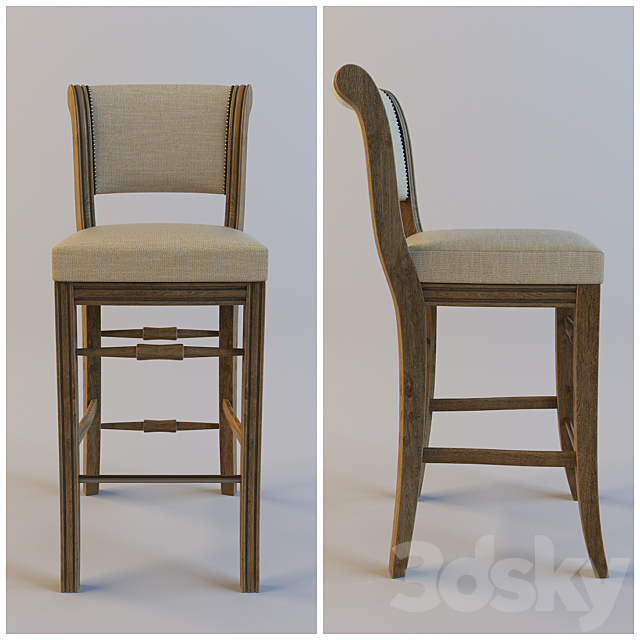 Bar Stool BJ VIP 3DS Max Model - thumbnail 2