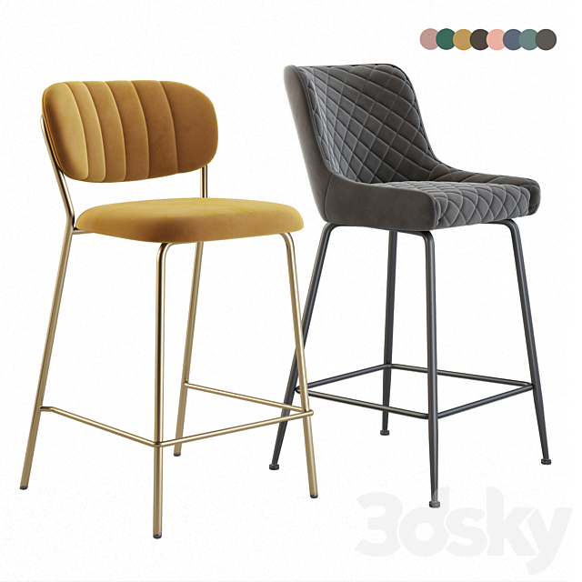 Bar stool Carol _ Jolien. B-120-1 _ Pollo 3DSMax File - thumbnail 1