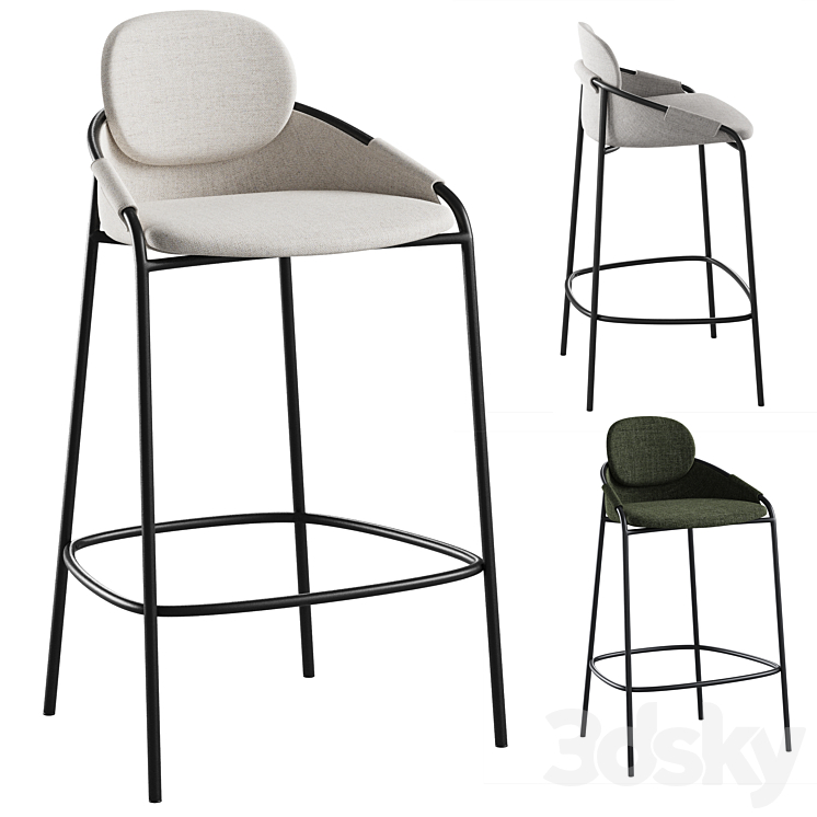 Bar stool Claudio 3DS Max Model - thumbnail 1