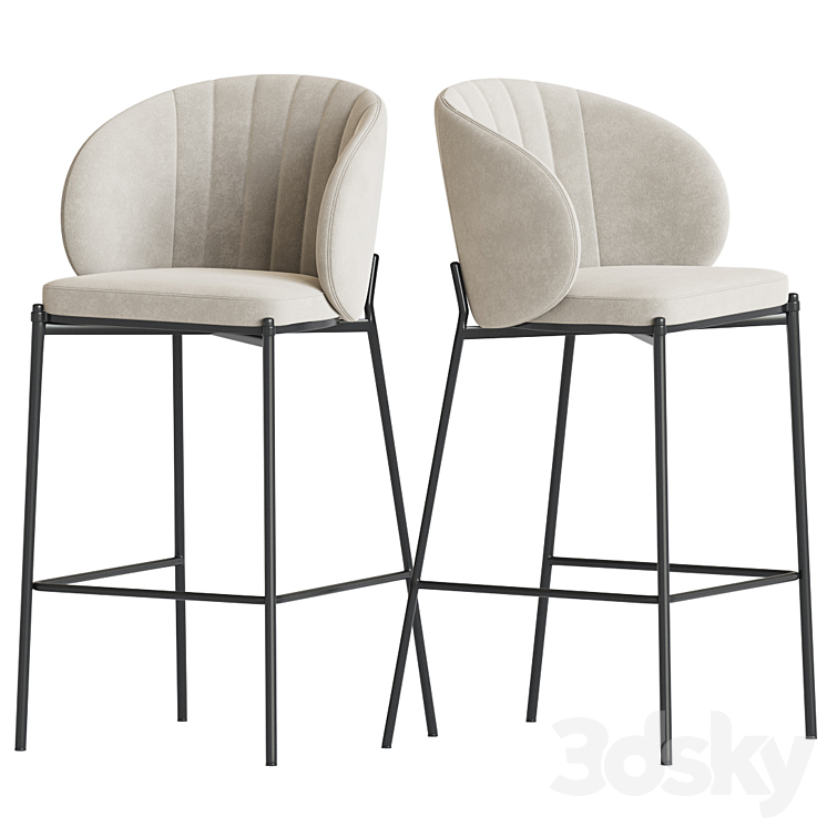 Bar stool cruz shell 3DS Max Model - thumbnail 2