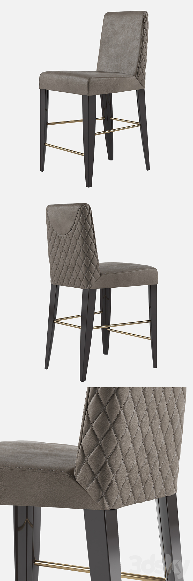 Bar stool Daytona Dany 3DS Max Model - thumbnail 2