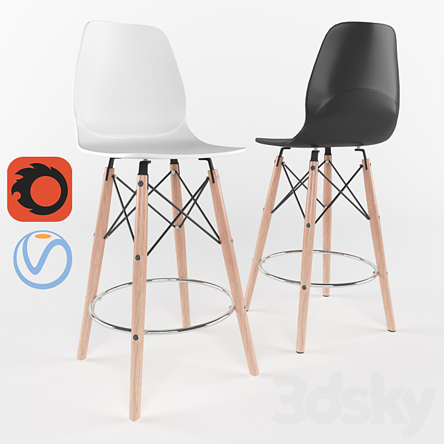 Bar stool eames 3DSMax File - thumbnail 1