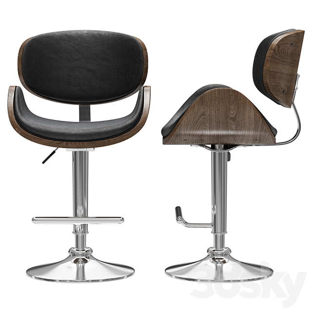 Bar stool Eames Lounge Bar Stool 3DSMax File - thumbnail 2