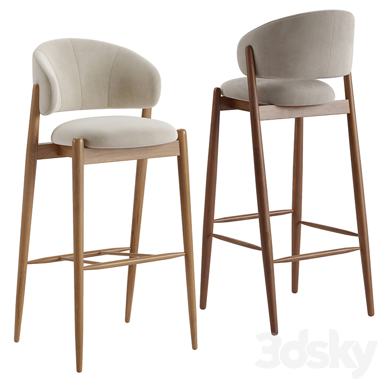 Bar stool Family Look 3DS Max Model - thumbnail 1