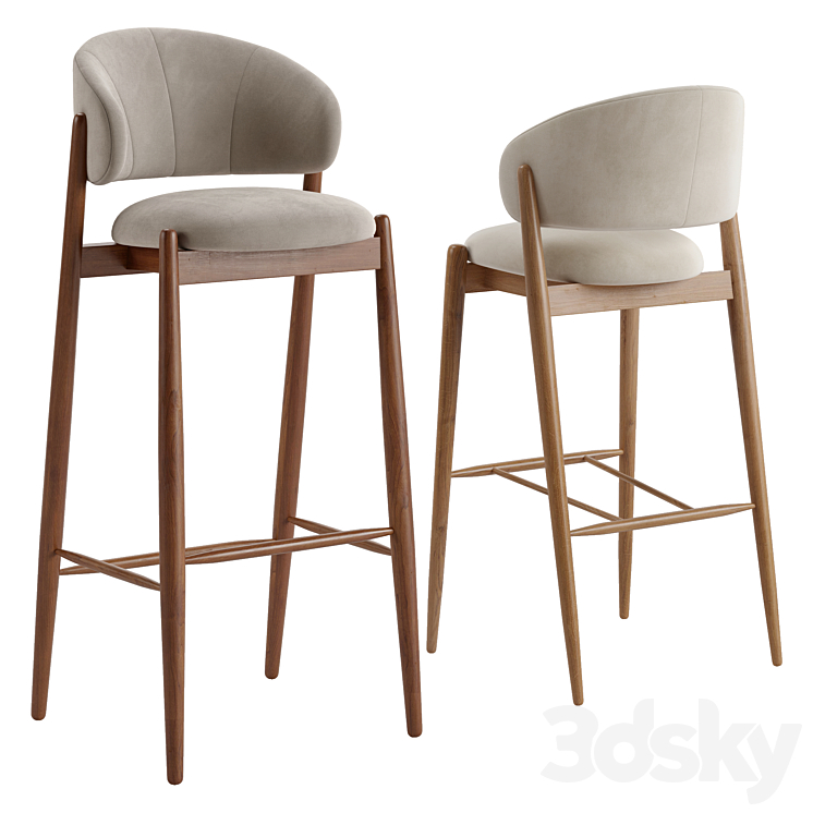 Bar stool Family Look 3DS Max Model - thumbnail 2