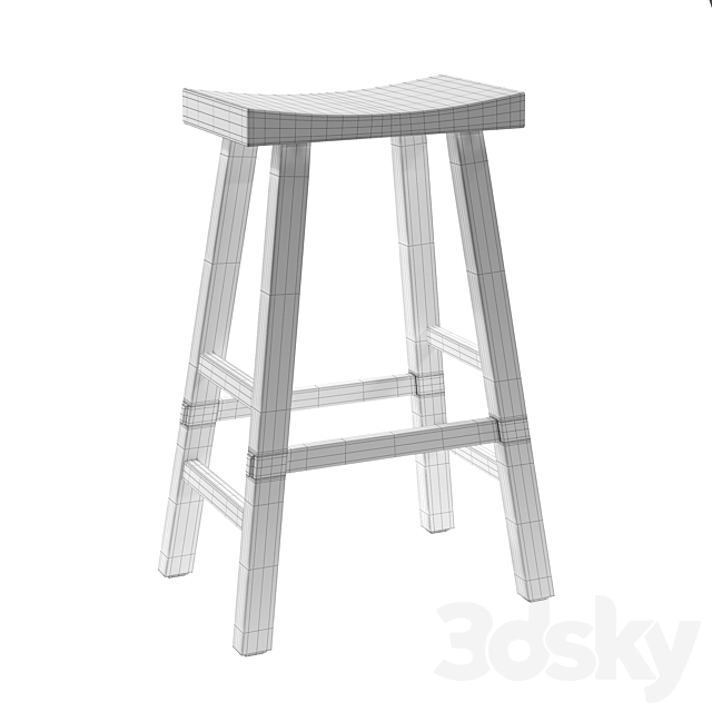 Bar stool from solid elm Asayo 3DSMax File - thumbnail 2