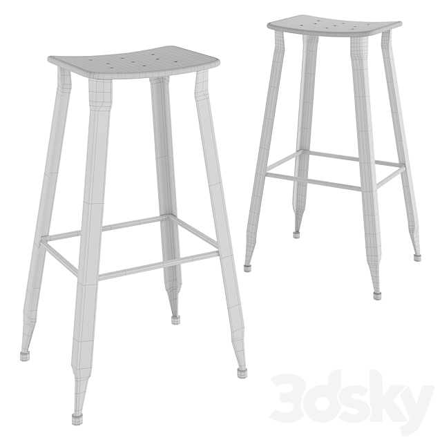 Bar stool GLITZ CC0579R02 3DS Max Model - thumbnail 3