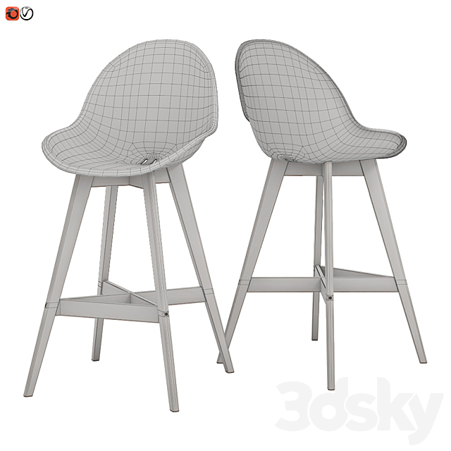 Bar stool IKEA FANBYUN 3DS Max Model - thumbnail 2