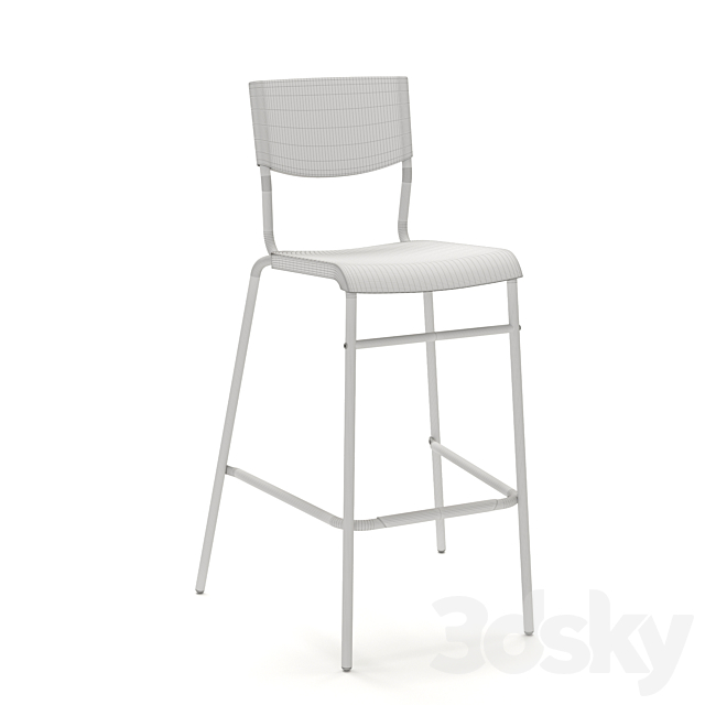 Bar stool IKEA STIG 3ds Max - thumbnail 3