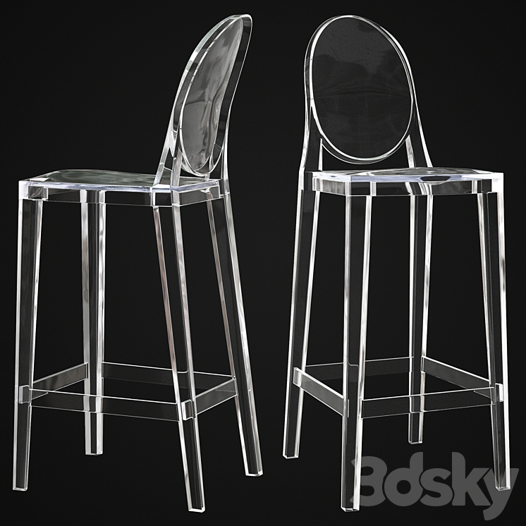 Bar stool Kartell One more 5890 3DS Max Model - thumbnail 2