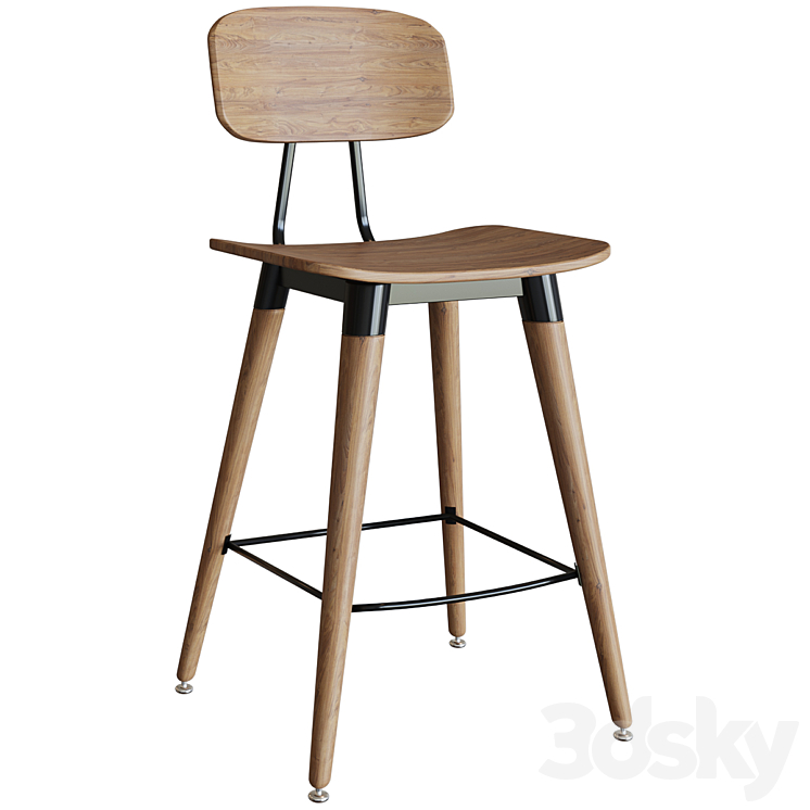 Bar stool Lao Bar Stool Chair 3DS Max Model - thumbnail 2