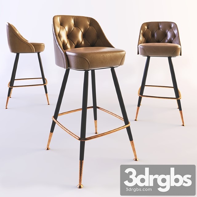 Bar Stool Leather Seat With Back 3dsmax Download - thumbnail 1