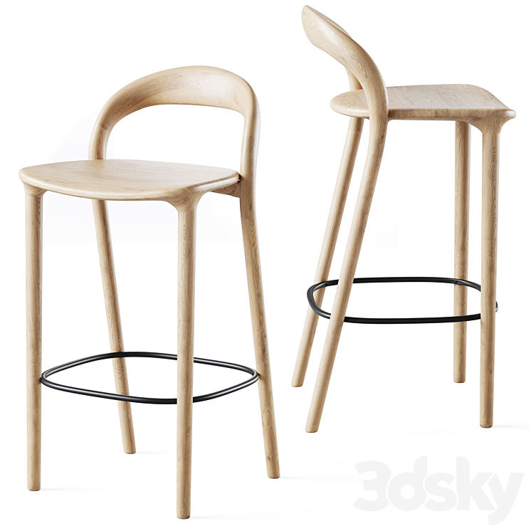 Bar stool Lugano 3DS Max Model - thumbnail 1