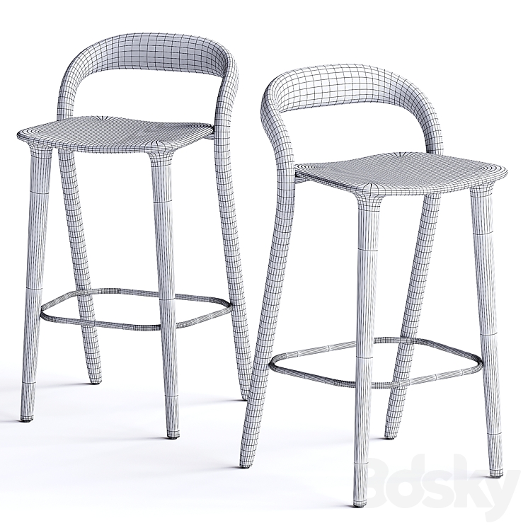 Bar stool Lugano 3DS Max Model - thumbnail 2