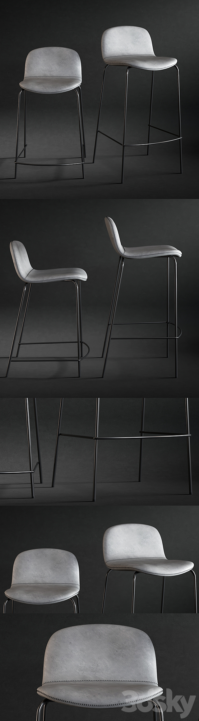 Bar stool primitivo 3ds Max - thumbnail 2