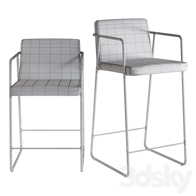 Bar stool rouka 3DS Max Model - thumbnail 3