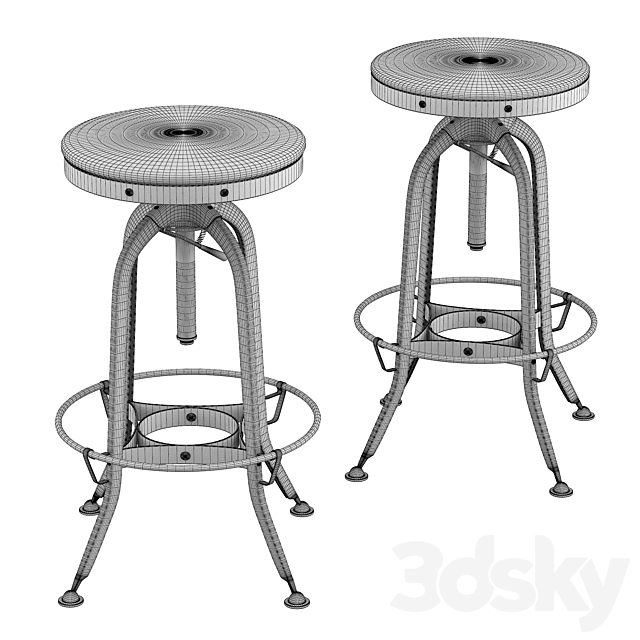 Bar stool TOLEDO 3DS Max Model - thumbnail 3