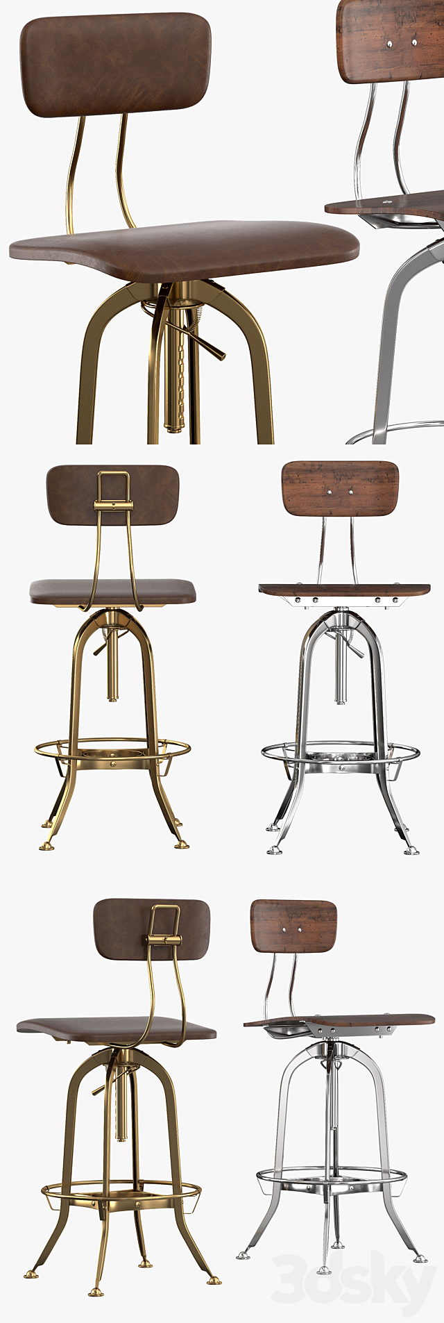 Bar stool TOLEDO 3DS Max Model - thumbnail 2