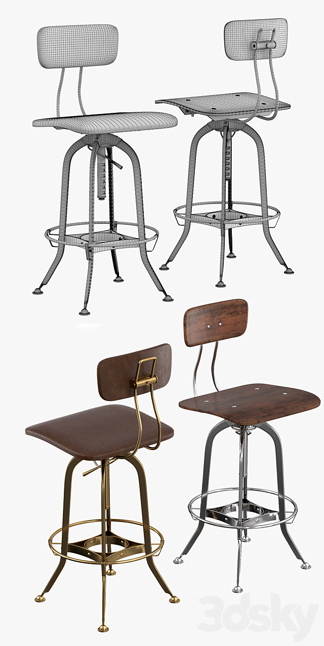 Bar stool TOLEDO 3DS Max Model - thumbnail 3