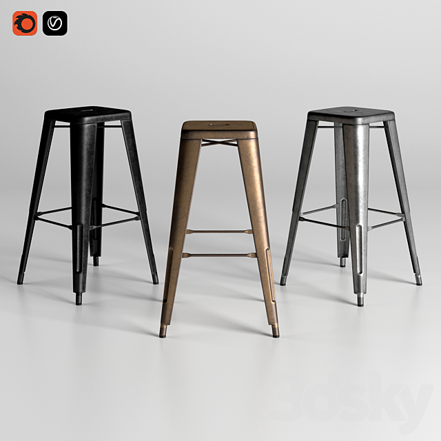 bar stool Tolix 3DSMax File - thumbnail 1