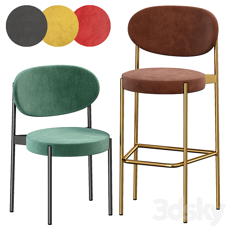 Bar Stool Verpan Series 430 3DS Max Model - thumbnail 1