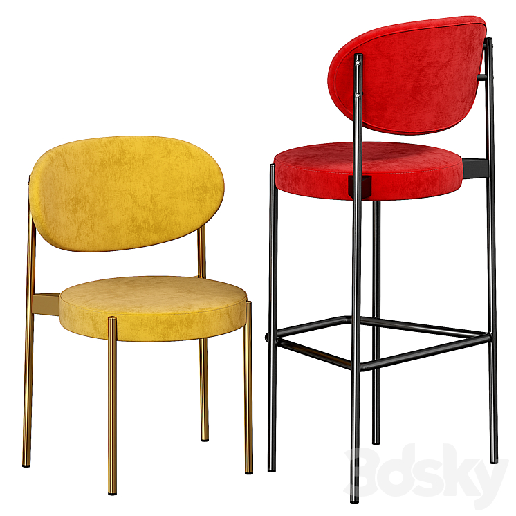 Bar Stool Verpan Series 430 3DS Max Model - thumbnail 2