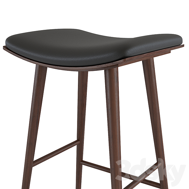 Bar stool West Elm Oak Wood Saddle Bar and Counter Stools 3ds Max - thumbnail 2