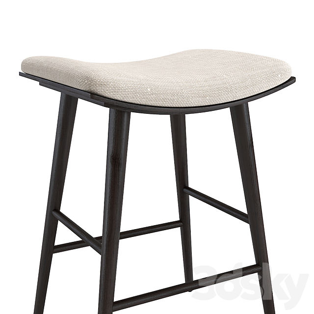 Bar stool West Elm Oak Wood Saddle Bar and Counter Stools 3ds Max - thumbnail 3