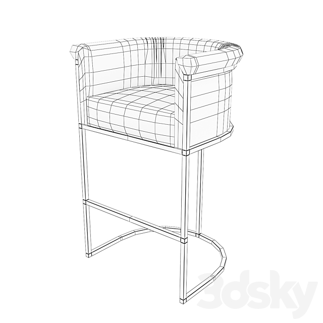 Bar stool Wexler Barrelback Fabric 3DSMax File - thumbnail 3